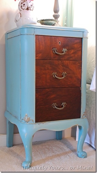 Blue painted French nightstand Provence chalk paint