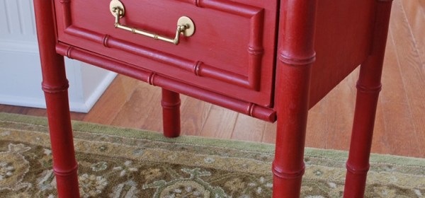 Emperor's Silk Red Painted faux bamboo table