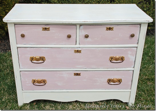 painted vintage chest pink and white