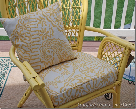 rattan yellow and white chair