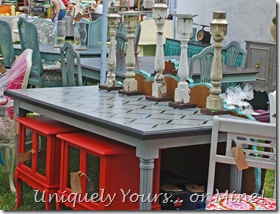 Painted grey table with stencil