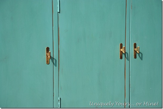Vintage console cabinet painted custom blue chalk paint
