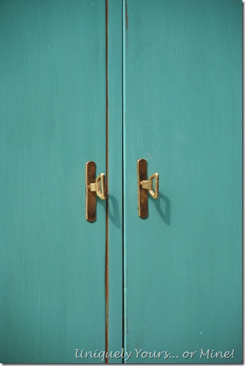 Vintage console cabinet painted custom blue chalk paint