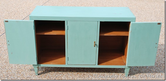 Vintage console cabinet painted custom blue chalk paint