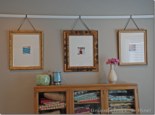 Hanging pictures on a picture rail