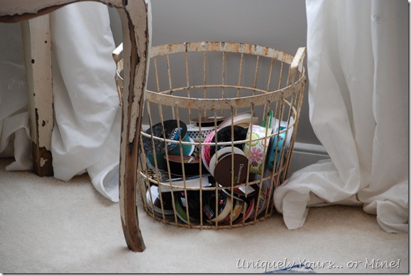 Vintage basket for ribbon storage