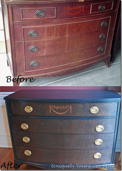 Before and After refinished chest of drawers