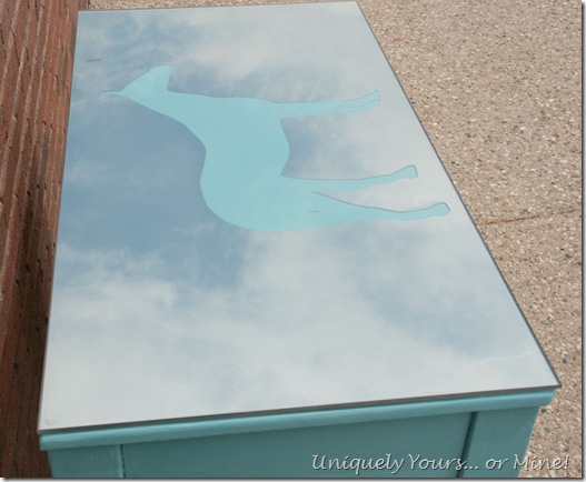 horse silhouette back painted glass with looking glass spray