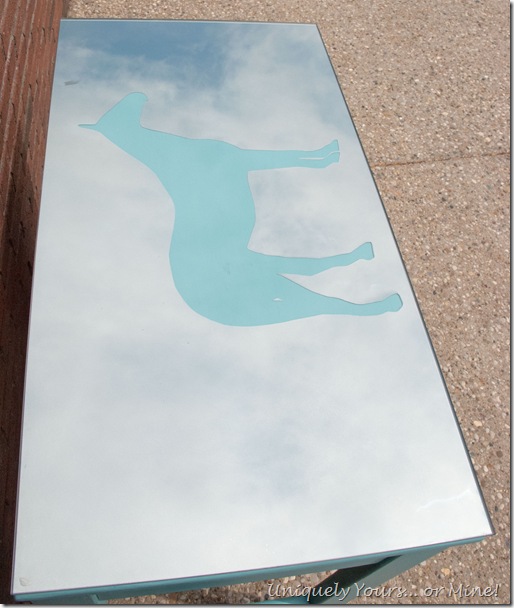 horse silhouette back painted glass with looking glass spray