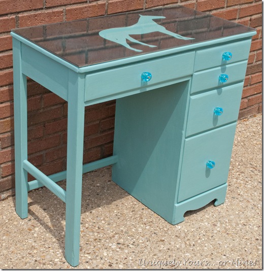 ASCP Provence blue painted vintage wood childs desk