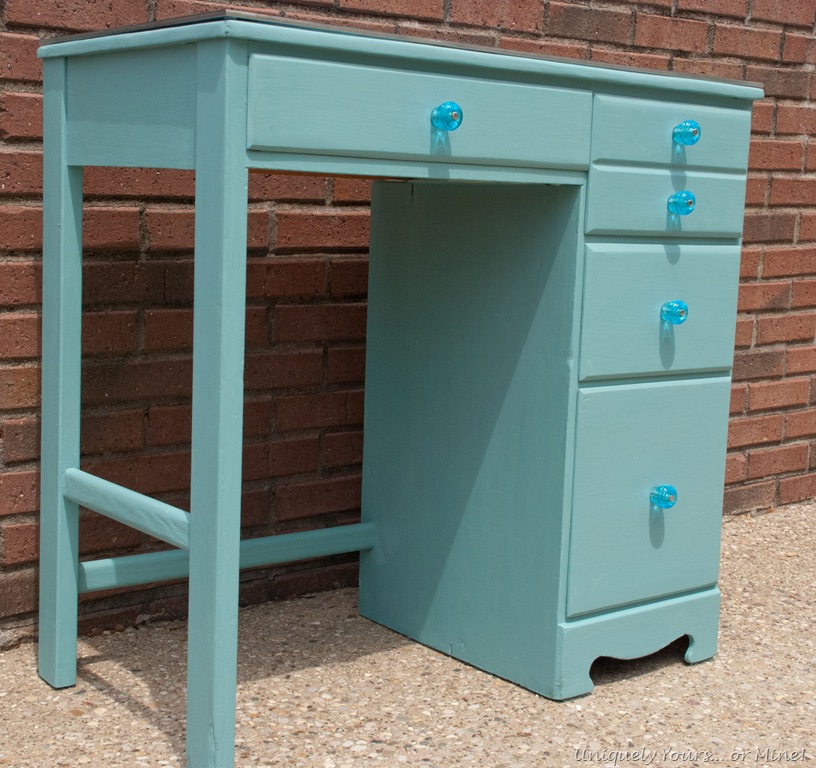 ASCP Provence blue painted vintage wood childs desk