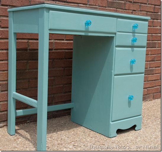 ASCP Provence blue painted vintage wood childs desk