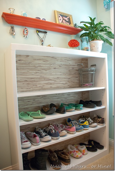 Updated bookcase to use as shoe shelf in closet