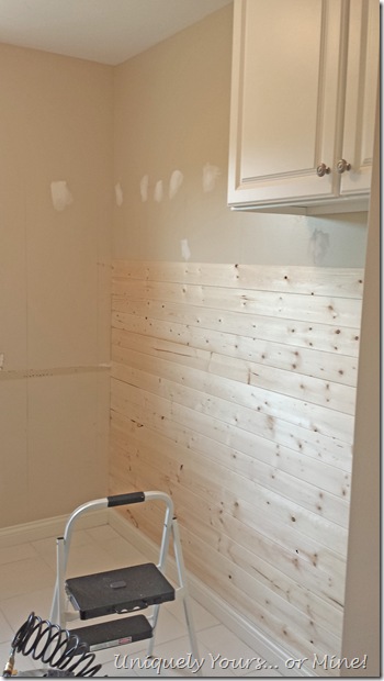 Adding v-groove wood planks to laundry room walls