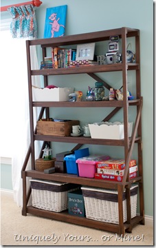 Vintage shelving for toy storage