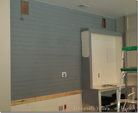 Basement media wall in progress