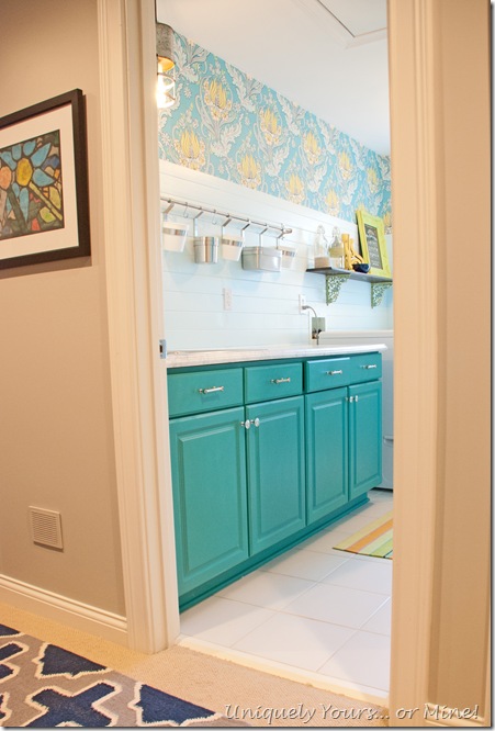 Laundry room makeover update, blue, teal and citron