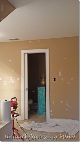 Master bathroom wallpaper glue removal