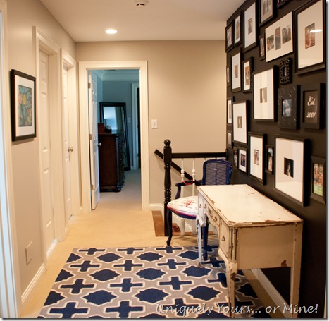 Gallery wall family photo wall black accent wall