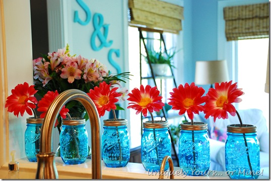 Blue ball jar kitchen decor