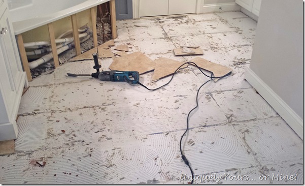 DIY bathroom tile concrete and lath removal