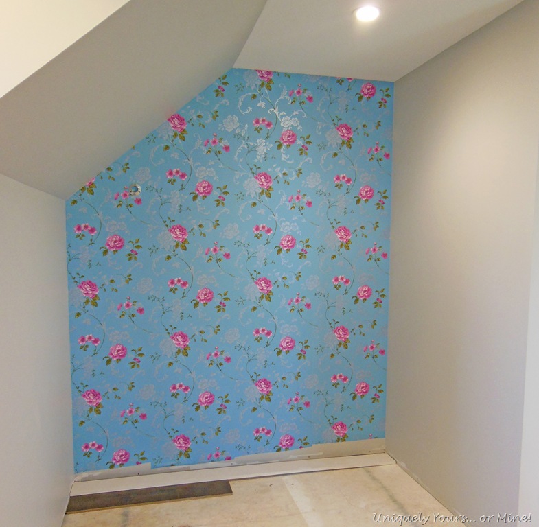 Master closet wallpaper focal wall