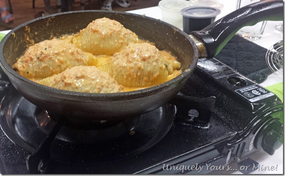 Seafood stuffed Cannelloni in tomato cream sauce