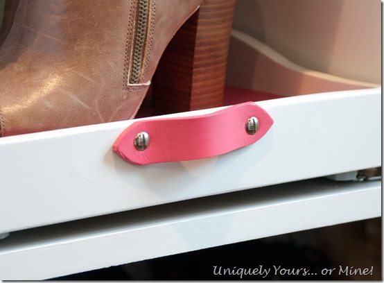 DIY hot pink leather drawer pulls 