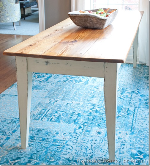 Refinished farmhouse table, natural finish and Old Ochre