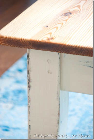 Refinished farmhouse table, natural finish and Old Ochre