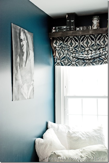 DIY built platform bed in dormer window area