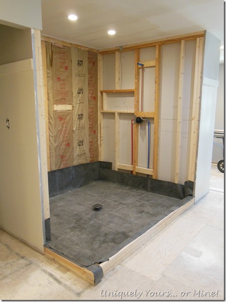 Bathroom shower floor installation in progress