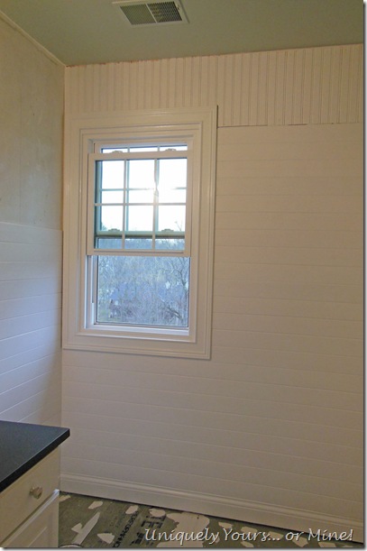 installing wood wall planks in bathroom