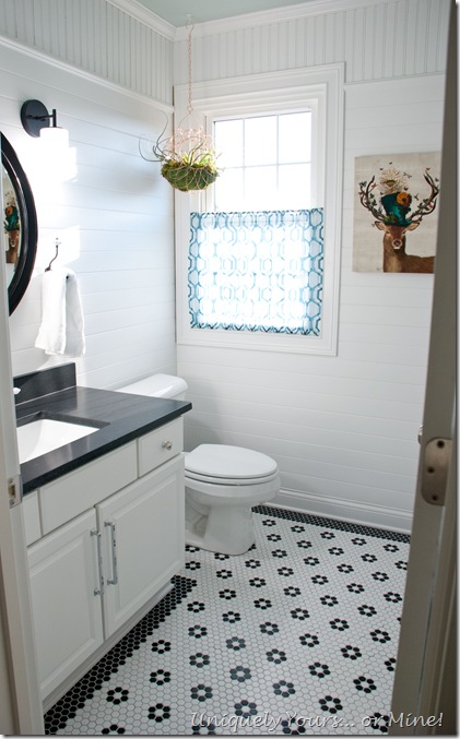 DIY traditional black and white bathroom renovation
