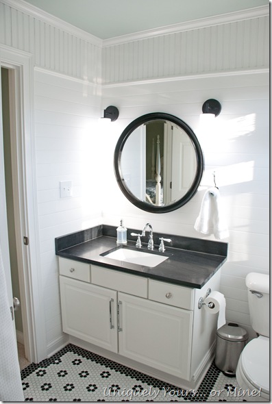 DIY traditional black and white bathroom renovation