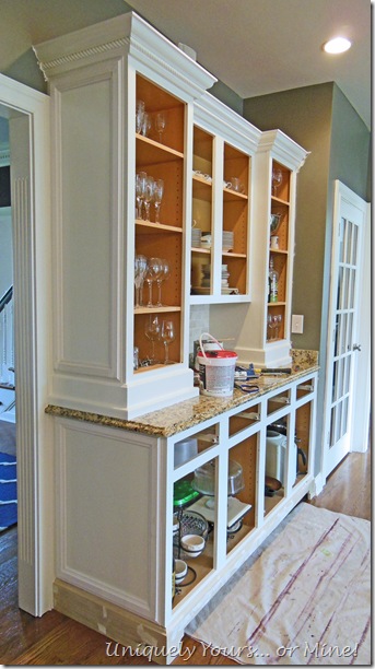 Painting and embellishing kitchen cabinets White Dove