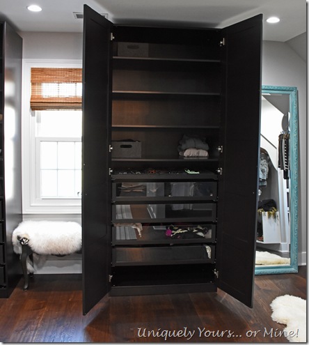 IKEA Pax wardrobe in renovated closet turned dressing room